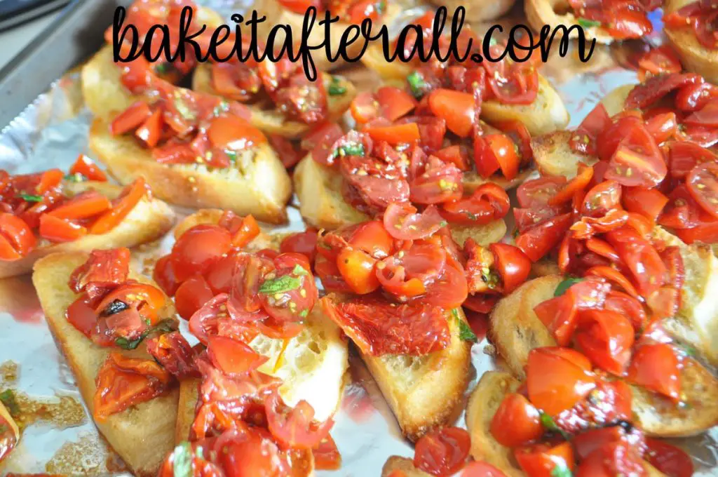 slices of bread with tomato mixture on top