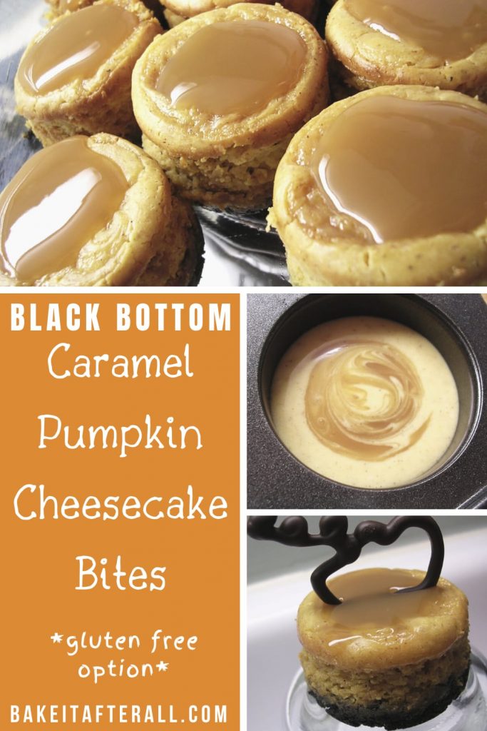 Black Bottom Caramel Pumpkin Cheesecake Bites
