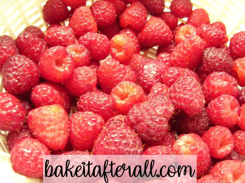 raspberries in a strainer