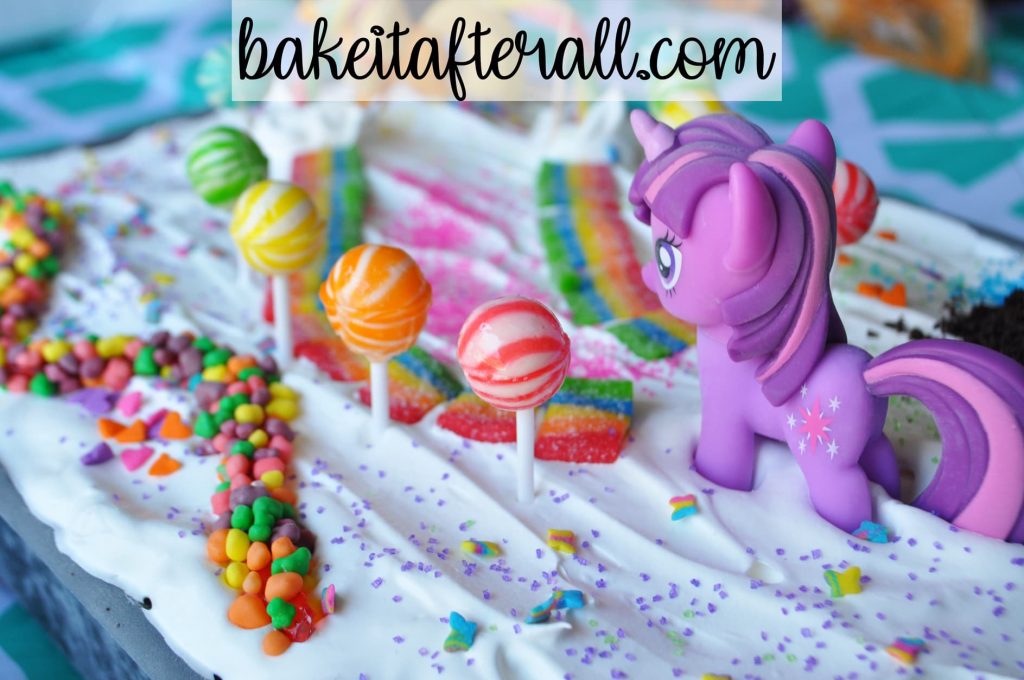 rainbow path on unicorn ice cream cake my little pony