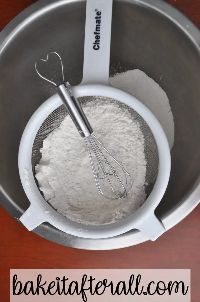 small wire whisk to get flour mixture through wire strainer