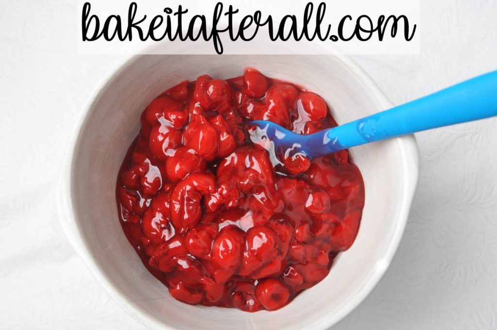 bowl of strained cherry pie filling