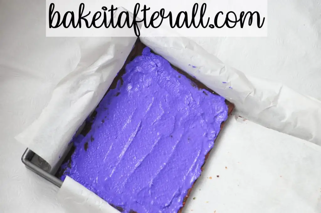 purple ice cream layer for Rainbow Brownie Ice Cream Sandwiches