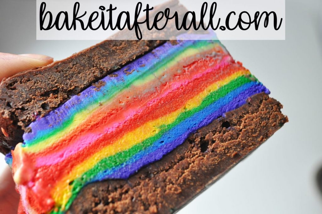 Rainbow Brownie Ice Cream Sandwiches