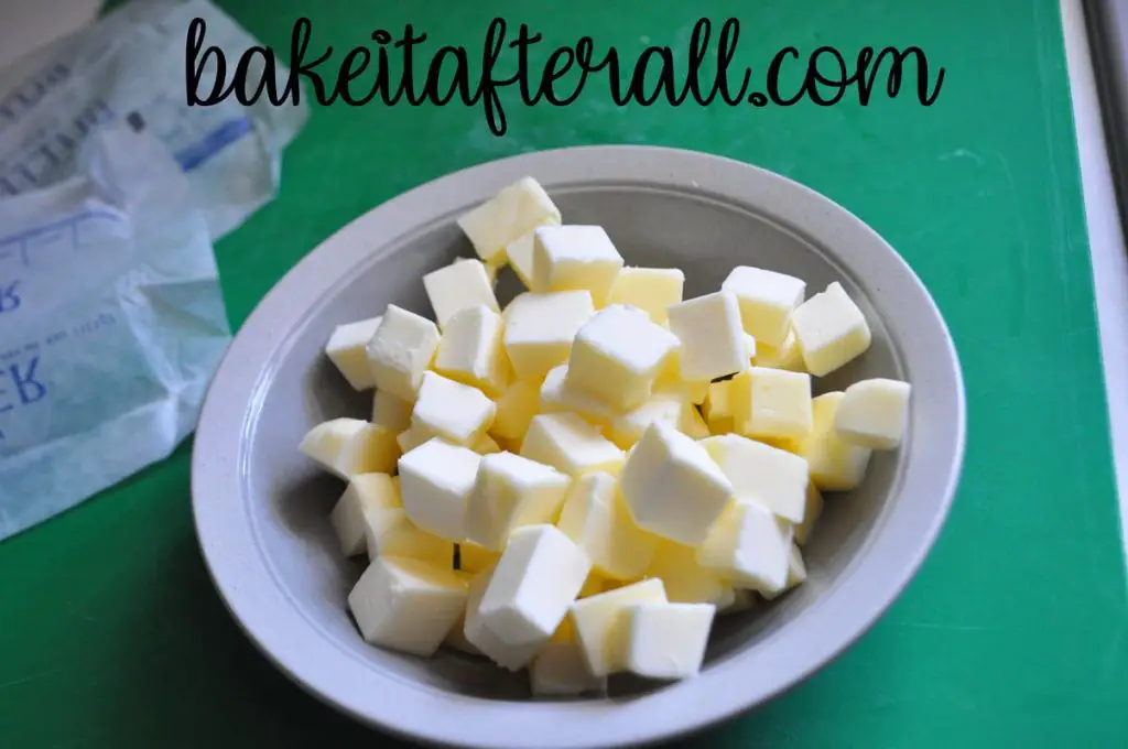 diced butter in a bowl