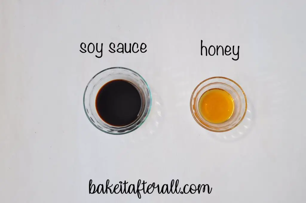 soy sauce and honey in separate bowls