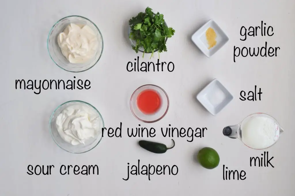 cilantro lime crema ingredients aerial shot