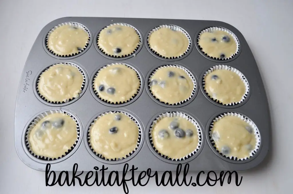 muffin pan filled with muffin batter