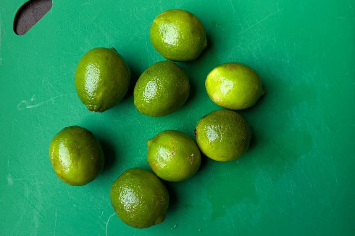 limes on a cutting mat