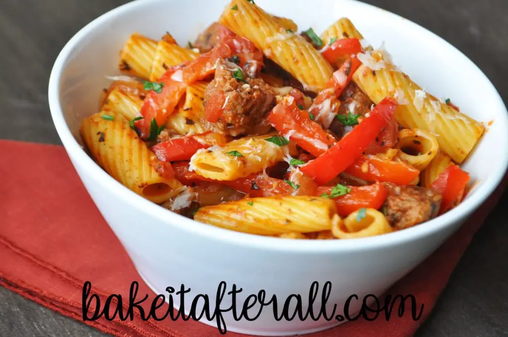 Turkey Sausage and Peppers Rigatoni