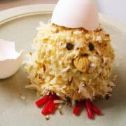 Tres Leches Coconut Cupcakes with Dulce de Leche Buttercream decorated like a spring chick