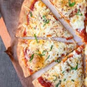 slices of homemade pizza with homemade crust