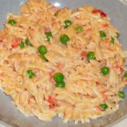 a bowl of creamy orzo