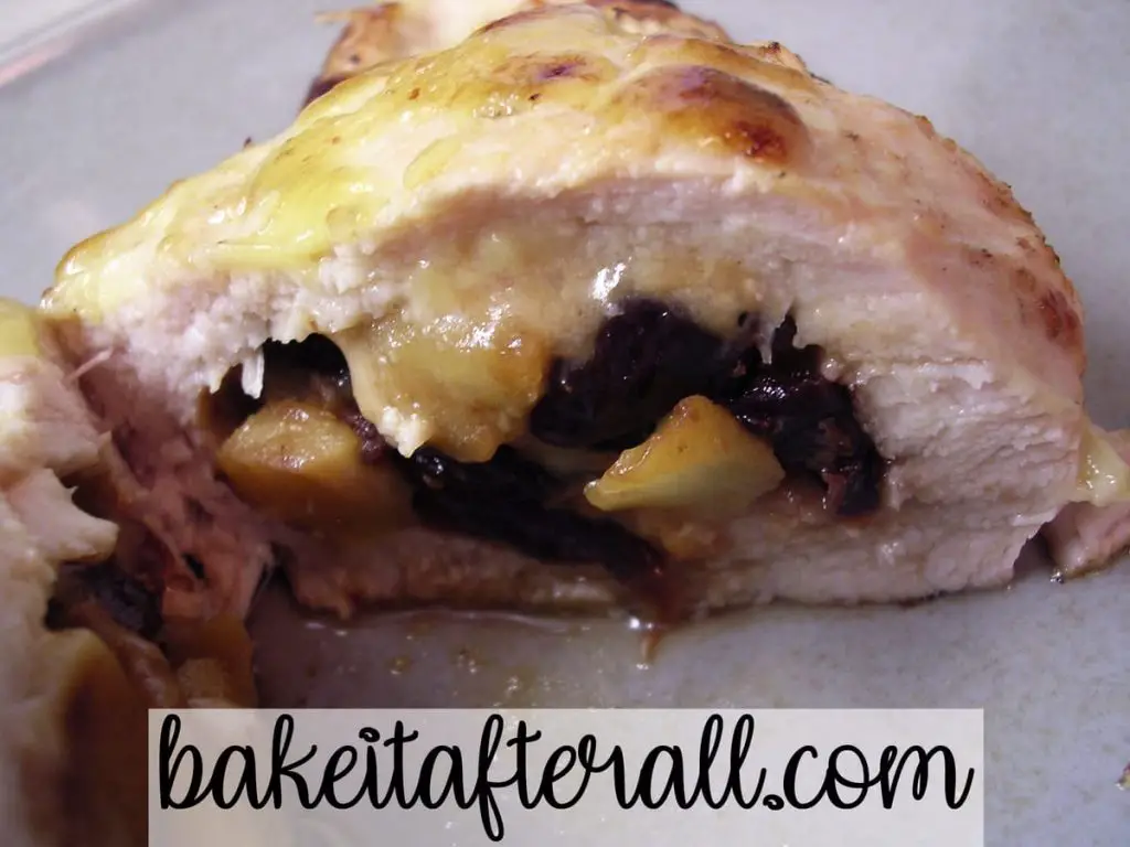 caramelized apple chicken stuffed with fontina and cherries