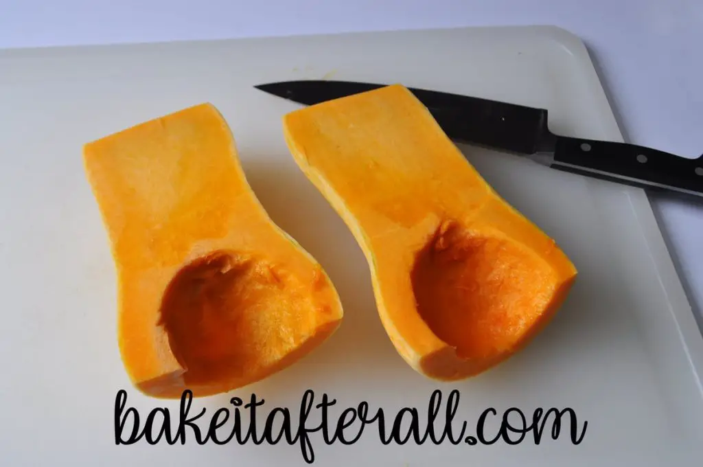 butternut squash with seeds removed