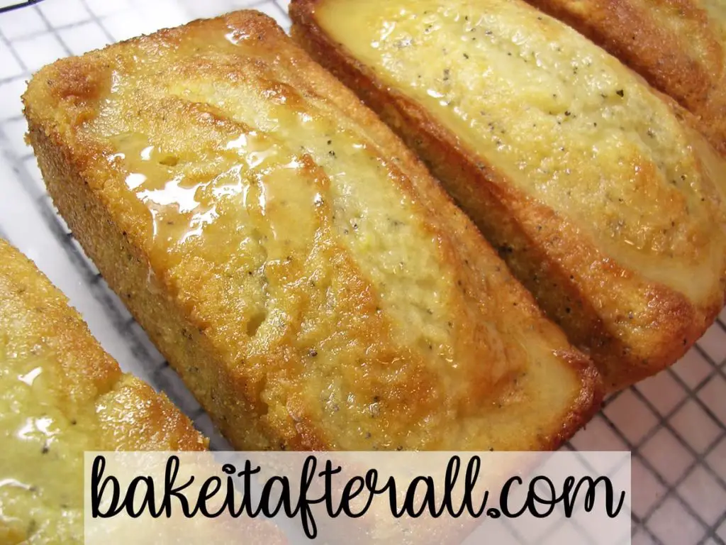 Poppy Seed Bread loaves on a cooling rack