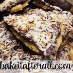 Chocolate Cracker Candy with toasted coconut on top