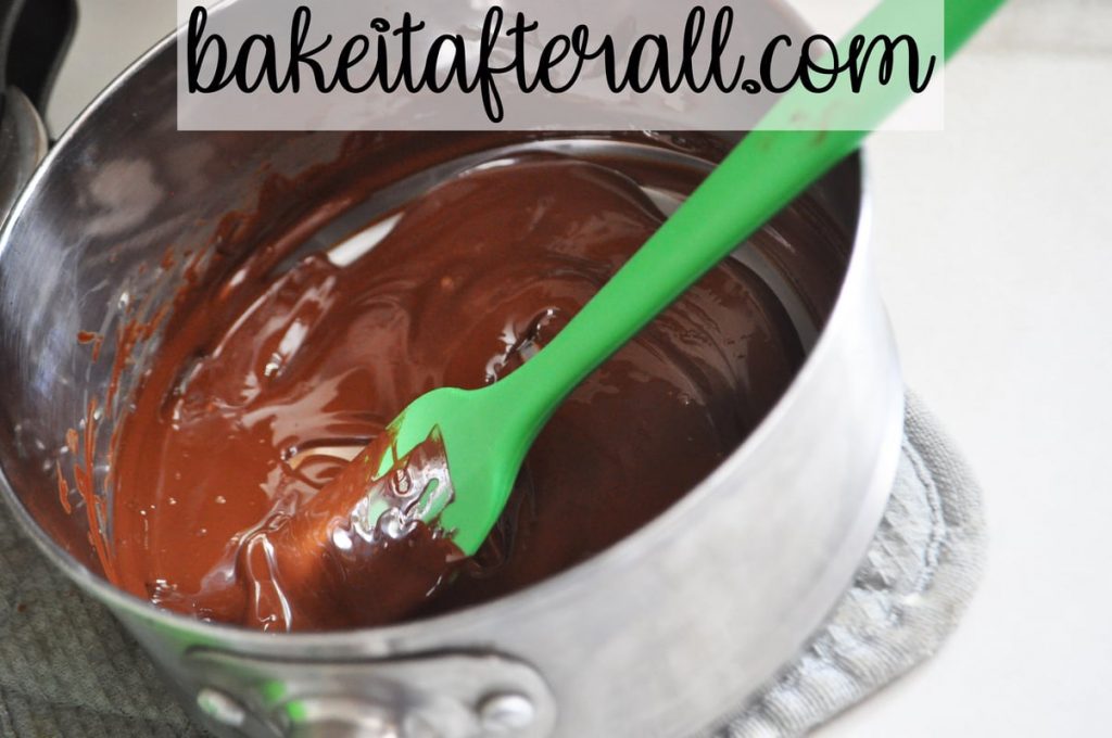 melted chocolate in double boiler