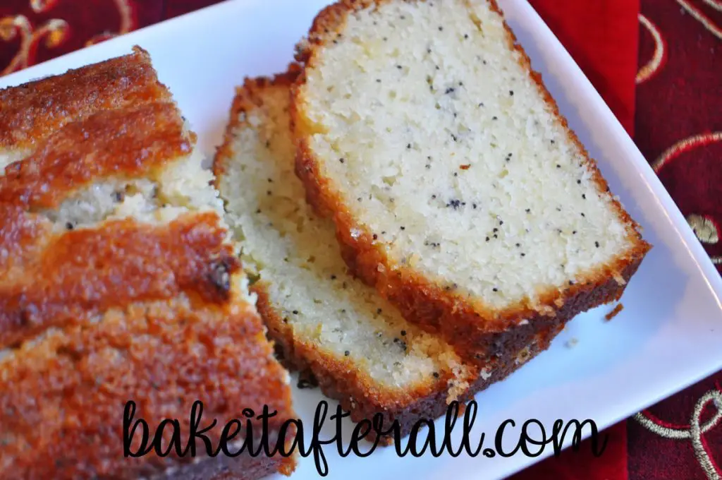 Poppy Seed Bread slices on a platter