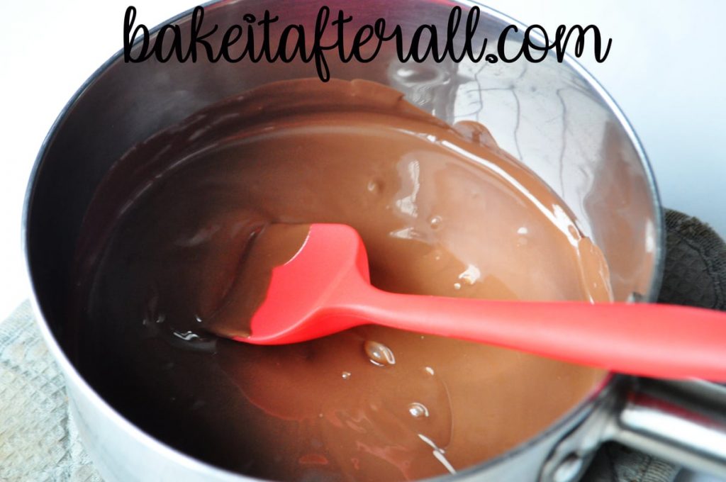 melted chocolate in a double boiler