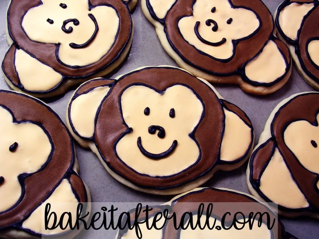 Monkey Face Sugar Cookies with Royal Icing 