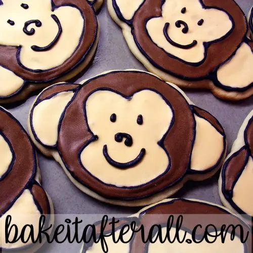 Monkey Face Sugar Cookies with Royal Icing