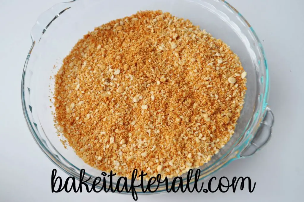 toasted panko breadcrumbs in a glass pie plate