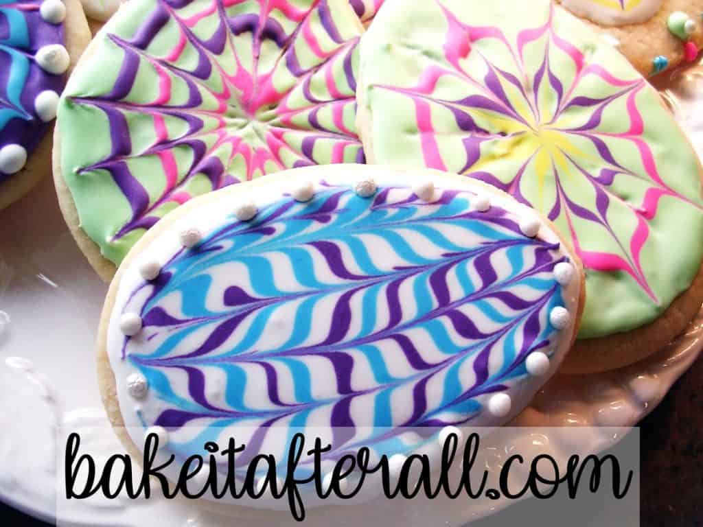 easter egg cookie with swirly pattern