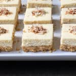 key lime pie bars on a white plate