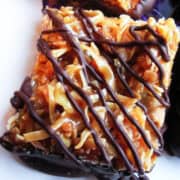 Samoa Bars on a white plate