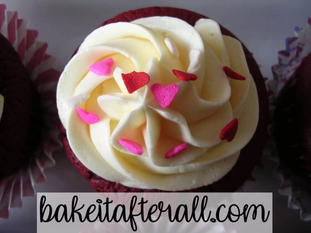 heart sprinkles on a cupcake