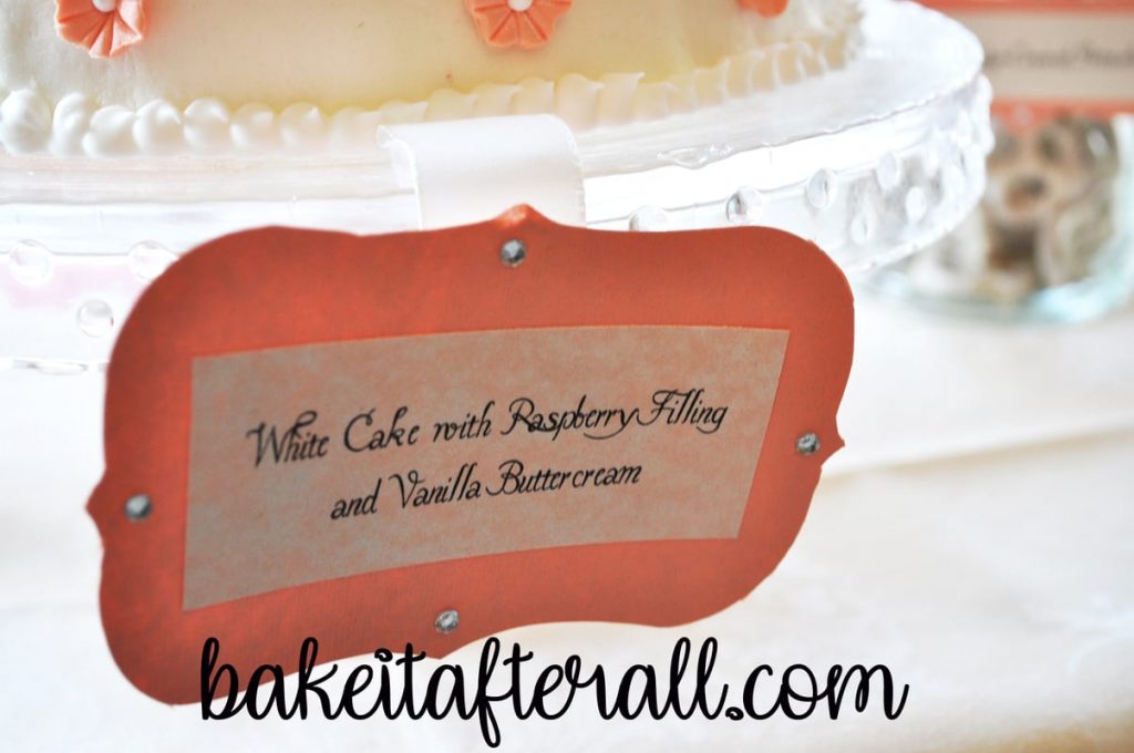 label for Bridal Shower cake