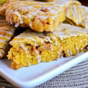 pumpkin scones on a white plate