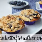best blueberry muffins with steusel topping on a white plate