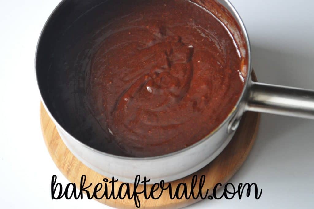 brownie batter in a double boiler