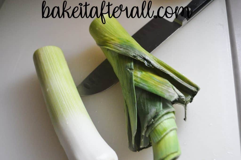 leek on cutting board