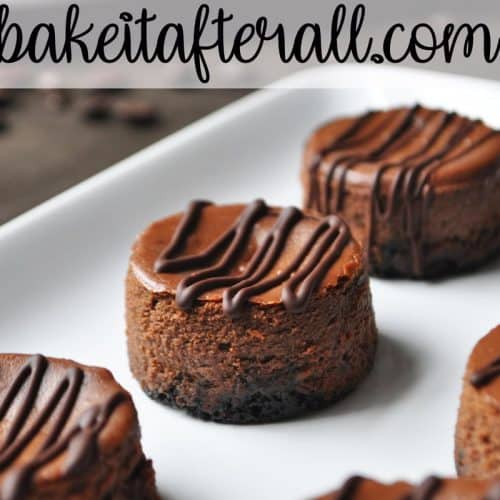 Mini Mocha Cheesecakes on a white plate