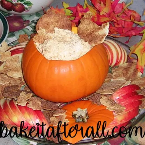 Fluffy Pumpkin Dip with Cinnamon Tortilla Cutouts