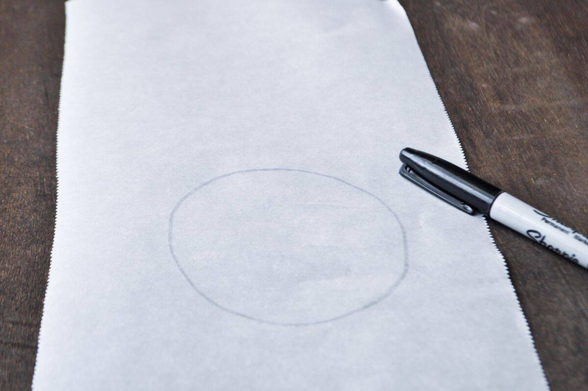 parchment paper turned over with permanent marker circle on the other side