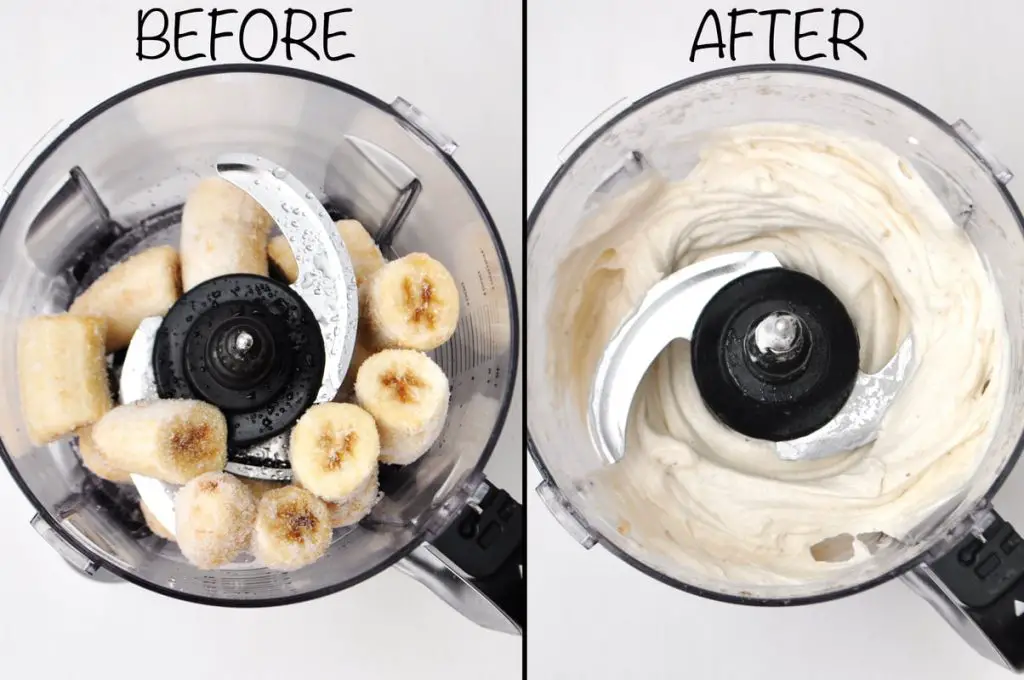before and after food processing frozen banana slices