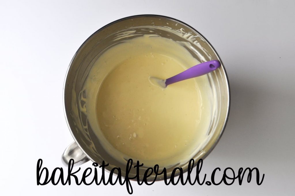 cheesecake batter in mixing bowl