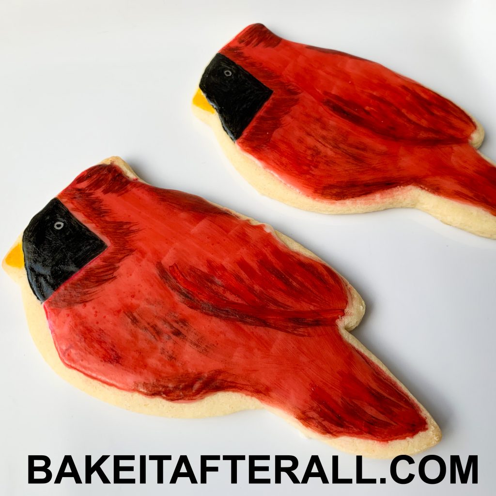Painted Cardinal Cookies