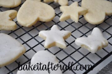 iced cookies on a cooling rack