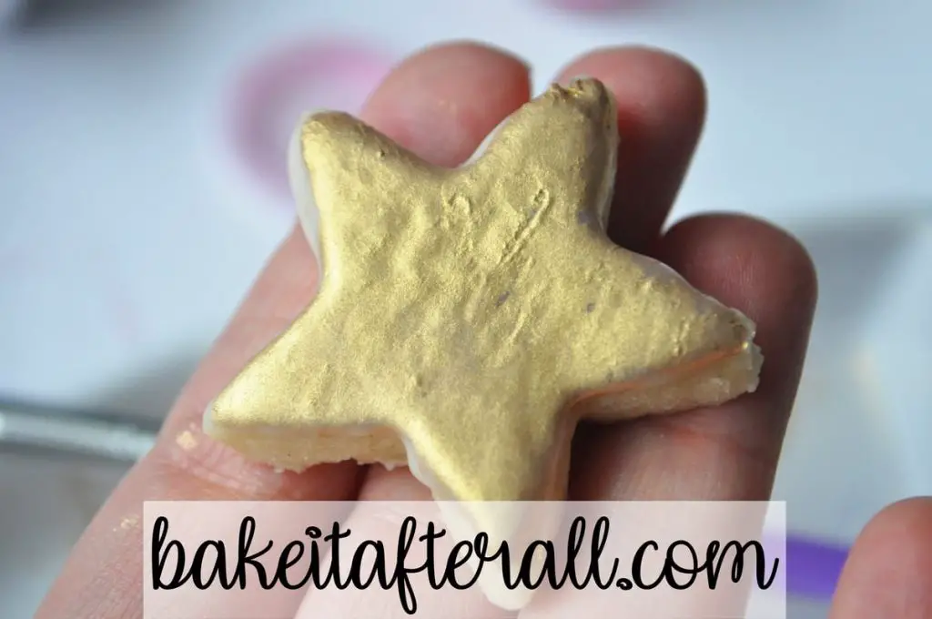 gold star painted cookie for the Painted Rainbow Cookies