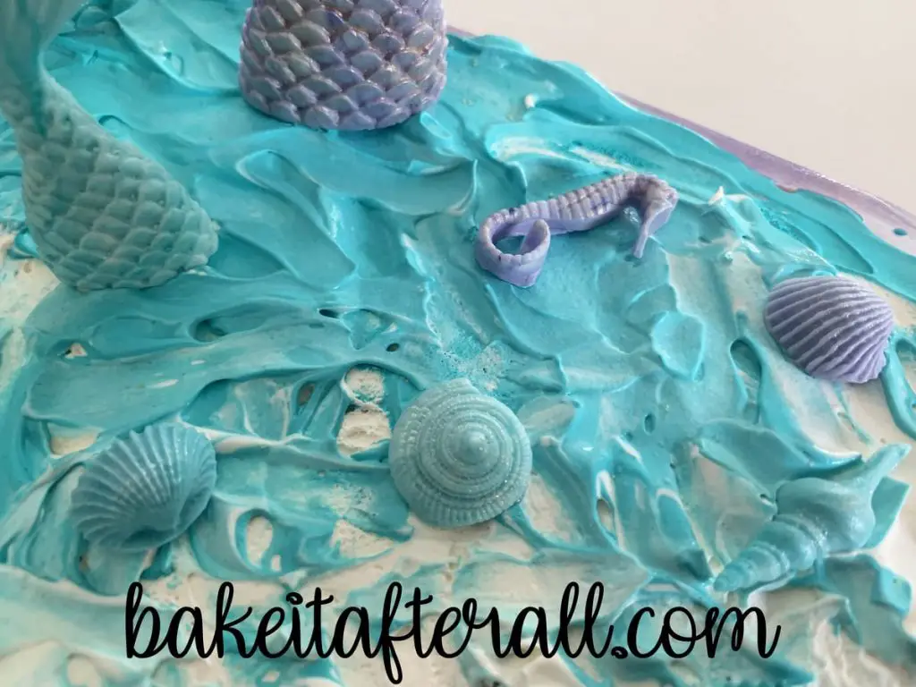 Mermaid Birthday Ice Cream Cake up close of shell