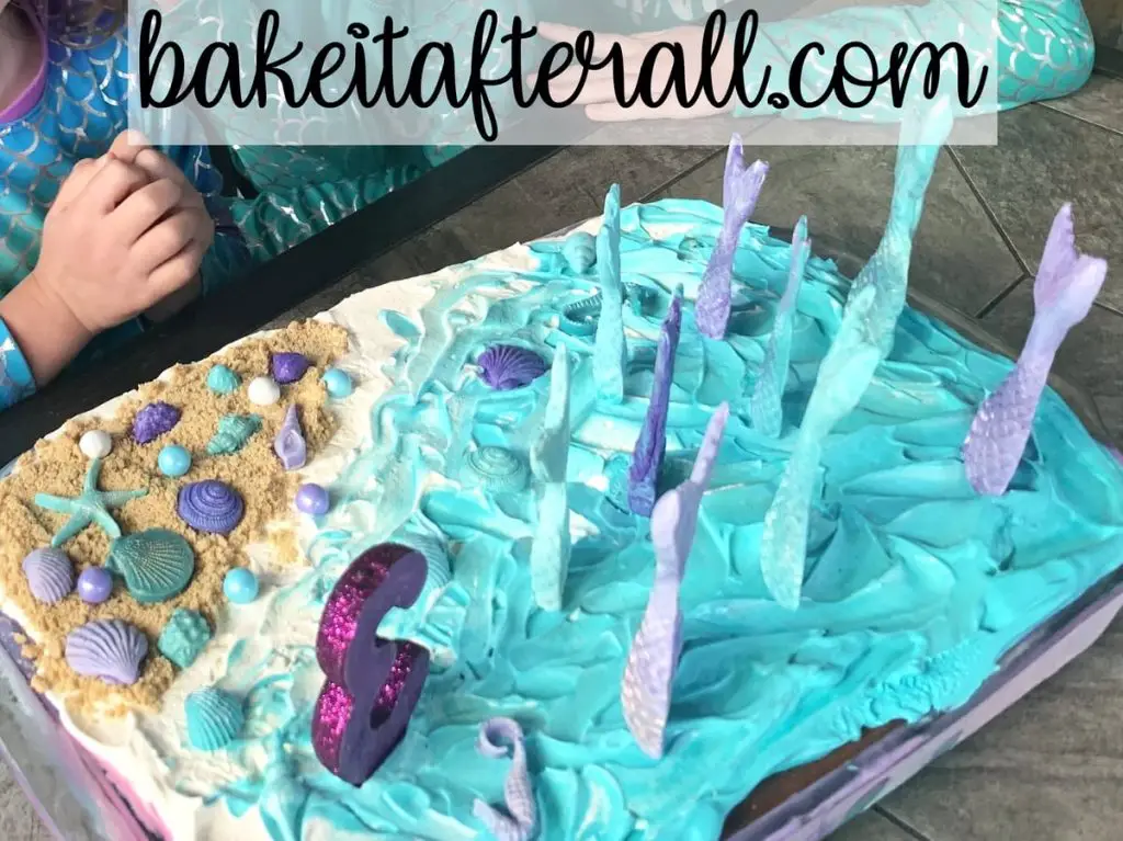 Mermaid Birthday Ice Cream Cake with candles