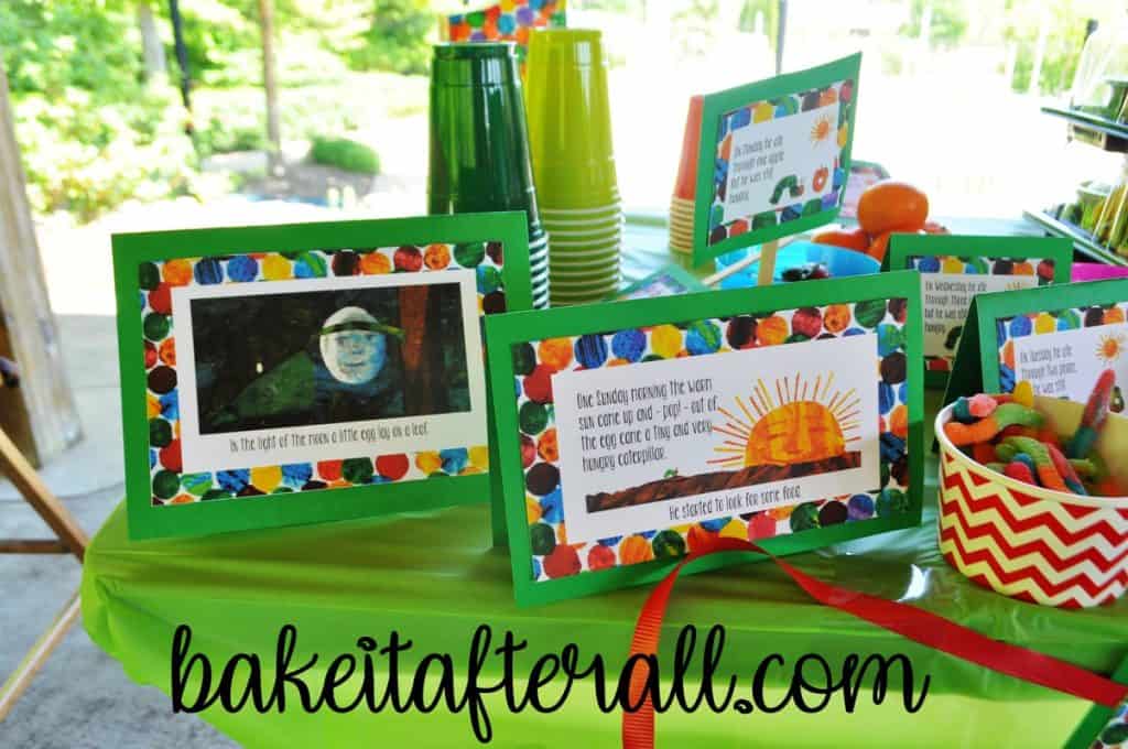 Very Hungry Caterpillar story on the food table