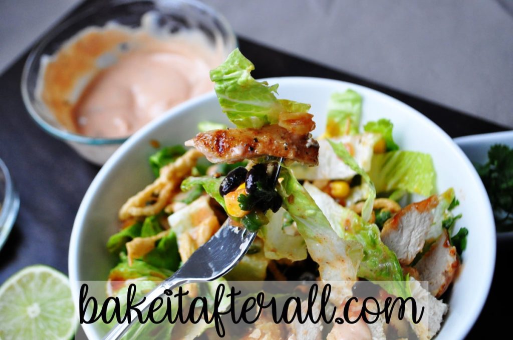 Panera BBQ Chicken Salad on a fork