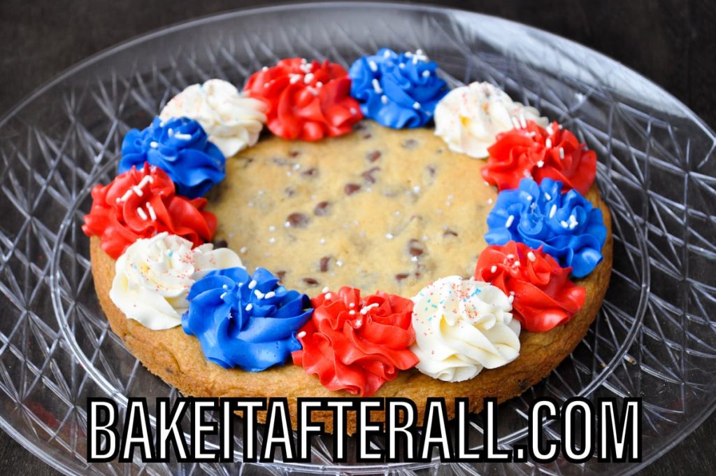 red white and blue cookie cake