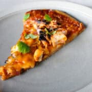a slice of BBQ Chicken Pizza on a plate